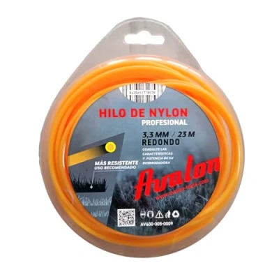 Imagen de Avalon Hilo Redondo de Nylon Universal para Desbrozadora y Cortacésped (3,3 mm x 23 m) Alta Durabilidad Rendimiento Óptimo en Las tareas desbroce