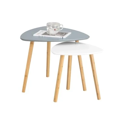 Imagen de SoBuy Set de 2 Mesitas café Mesa Centro Auxiliar 55 x 45cm Gris FBT74 HG ES