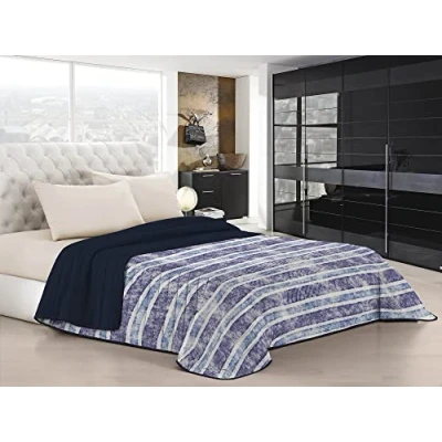 Imagen de Italian Bed Linen Fantasy Edredón de Verano, Microfibra, Multicolor (Jeans Stripes), Doble Pequeño