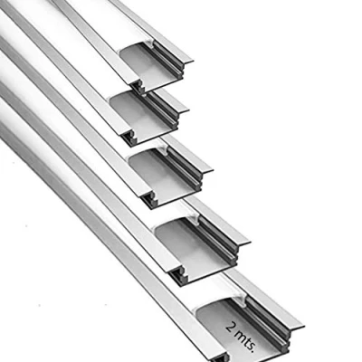 Imagen de Perfil de empotrar aluminio para LED tira con difusor opaco PACK 10 metros soporte montaje U,barra disipador en tiras 2 mts, canal montaje,tapas finales