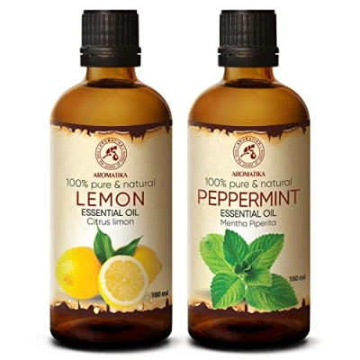 Imagen de Aceite Esenciale Limón 100ml y Menta Citrus Limon &amp; Mentha Piperita Aroma a Aceites de Aromaterapia para Difusor Aromalamp Buen Humor Fresco