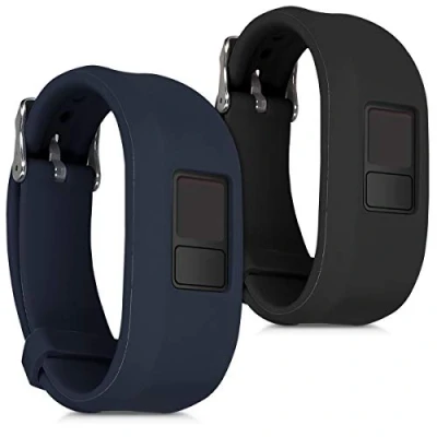 Imagen de kwmobile Pulsera compatible con Garmin Vivofit 3 correa 2x Correas de silicona flexible Tamaño ajustable