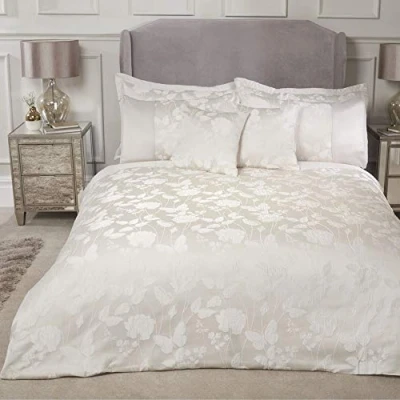 Imagen de Emma Barclay Butterfly Meadow Juego de Funda edredón para Cama Matrimonio (Jacquard), Poliéster, Crema, Doublé