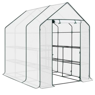 Imagen de WOLTU Invernadero de Jardín con Niveles para Plantas 143x73x195 cm Tipo Caseta Cultivos Flores, Tomates y Verduras Blanco