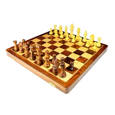 Imagen de StonKraft Juego de ajedrez Hecho a Mano Madera Premium 46 x cm Plegable con Reina Extra
