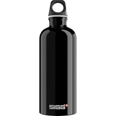 Imagen de SIGG Traveller Black botella cantimplora (0.6 L), con tapa hermética sin sustancias nocivas, de aluminio ligera