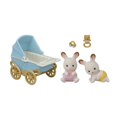 Imagen de Sylvanian Families 05432 Set de cochecito gemelar Cabe y Breeze Chocolate (EPI)