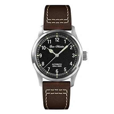 Imagen de San Martin 37mm automático piloto hombres relojes zafiro cristal 20 ATM militar acero inoxidable buceo reloj, Con logotipo,
