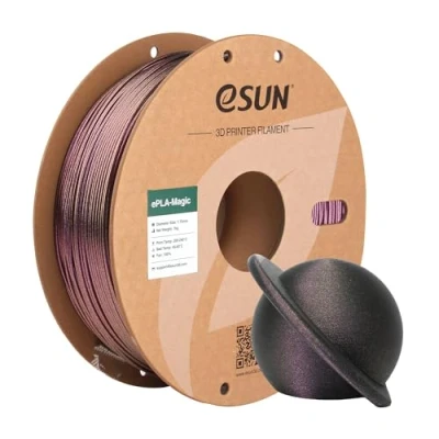 Imagen de eSUN Doble Color Filamento PLA 1.75mm, ePLA Magic con Purpurina, Precisión Dimensional +/ 0.05mm, Carrete de 1KG (2.2 LBS) para Impresoras 3D,Púrpura Centelleante Oscuro