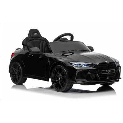 Imagen de Coche ELECTRICO Infantil M4 12V, Negro Metalizado, Mando RC, Asiento Cuero, Ruedas EVA