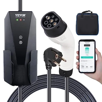 Imagen de VEVOR Cargador EV portátil de 3,68 kW para vehículos eléctricos, Cable Carga Tipo 2(IEC62196) CEE 7/7, Conector 8 16A, estación EV, 8,6 m, Longitud IP66, Resistente al Agua