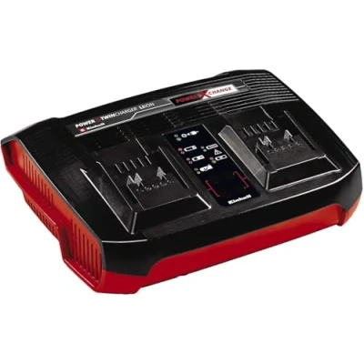 Imagen de Originale Einhell Cargador Power X Twincharger 3 a Change (iones de litio, carga paralela 2 baterías 18 V, ciclos adaptados la situación, sistema 6 etapas)
