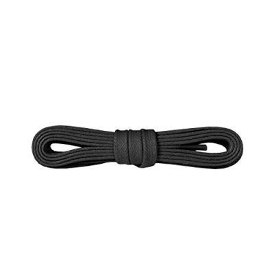Imagen de Kaps Cordones Botas Planos Encerados, 100% Algodón Fino, Coloridos, Ancho 5 mm, Muchos Colores y Longitudes, Hechos en Europa (90 cm 36 pulgada 6 pares de ojales / 91 Negro)