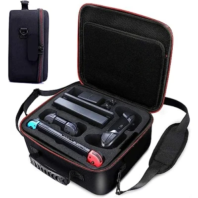 Imagen de Switch Funda de almacenamiento para Nintendo Switch/Switch OLED con 21 ranuras tarjetas juego, Bolsa viaje portátil protectora dura consola Pro Controller y accesorios, gris,