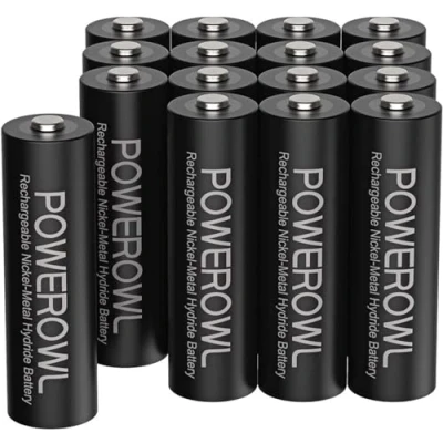 Imagen de POWEROWL Pilas Recargables AA Alta Capacidad 2800mAh 1.2V NI MH Diámetro 14.4mm Baja Autodescarga (Precarga 16 Piezas, Recargable Aproximadamente 1200 Veces)