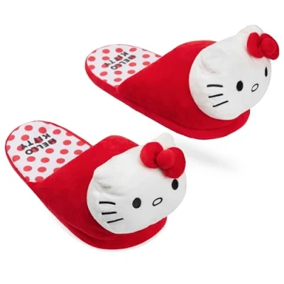 Imagen de Hello Kitty Zapatillas de Casa para Mujer 3D, Pantuflas con Suela Antideslizantes (Rojo, 40/41 EU)