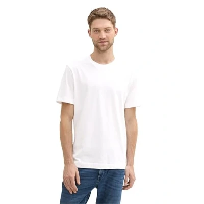 Imagen de Pack doble de camisetas hombre TOM TAILOR con cuello redondo confeccionadas en algodón, Blanco (20000 Blanco), S