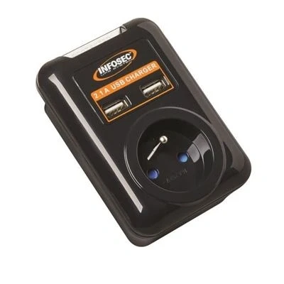 Imagen de Infosec Protector Contra Sobretensiones S1 Usb Neo 1 Conector Fr + 2 Puertos