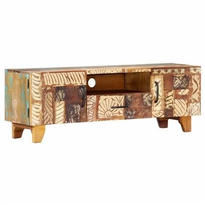 Imagen de Mueble Tv Vidaxl Tallado A Mano Madera Maciza Reciclada Cm