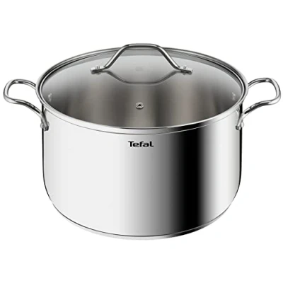 Imagen de Tefal Intuition XL Olla grande (acero inoxidable, 28 cm, 8 L, inducción, 5 años de garantía, acero inoxidable 18/10, calidad superior, talla XL, asas resistentes, tapa cristal B8646404