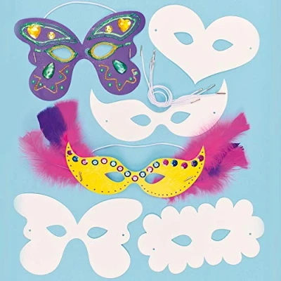 Imagen de Baker Ross Caretas Máscaras Infantiles de Cartulina para Niños Colorear Decorar y Usar como Disfraz durante el Carnaval (Pack 12)
