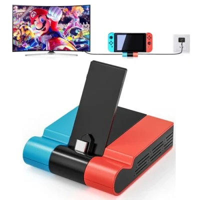 Imagen de Switch TV Dock Tendak Estación de Carga Plegable para Nintendo Switch/Switch OLED, Tipo C Base con Adaptador HDMI y Puerto USB 3.0