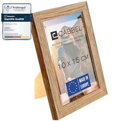 Imagen de CABBEL set de 3 marcos fotos 10x15 Marco madera MDF con cristal acrílico inastillable en Roble