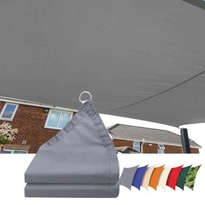 Imagen de Toldo Vela de Sombra Impermeable,Toldos Rectangular 4x8m,Toldos Exterior Terraza Protección UV 95%,para Jardin, Balcón, Patio.(Gris)
