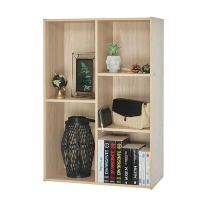 Imagen de Iris Ohyama Estantería de Cubos 5 Compartimentos,60cm Ancho, Marrón Claro, Exposición, Modular, Almacenamiento, para Sala Estar, Habitación, Oficina, Librería, Montaje Fácil, CX 23C
