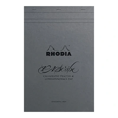 Imagen de Clairefontaine RHODIA 19006C Bloc grapado para caligrafía Pascribe Grey Maya Pad A4+ Rayado 60 hojas desmontables Papel Gris 120 g/m2