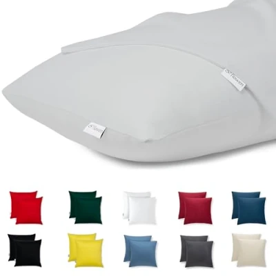Imagen de Flowen Fundas de Cojin 30x30 100% Algodón Juego 2 Funda Almohada Sofá Decorativas con Cremallera Invisible Tejido Suave y Lavable Antiácaros Transpirable Hipoalergénico para Cama Silla