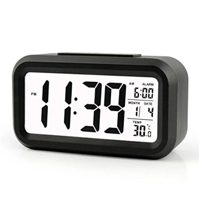 Imagen de Gearmax® LED Reloj Despertador Digital, Digital con Luz de Noche, Dormitorio, Alarma Inteligente Hora Fecha Temperatura, Función Snooze, (Negro)