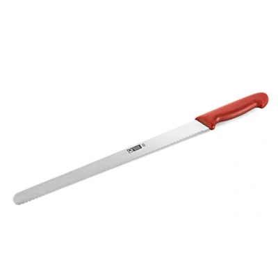 Imagen de thermohauser Cuchillo de repostería (acero inoxidable, filo ondulado unilateral, mango plástico rojo, hoja 36 cm)