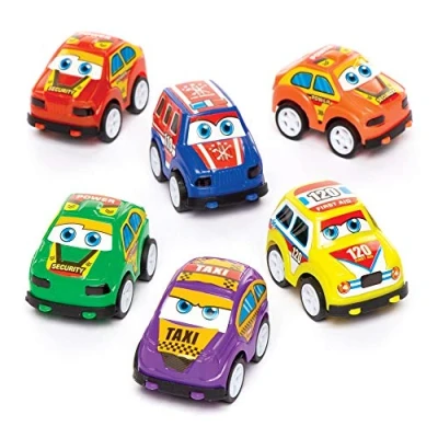 Imagen de Baker Ross AW503 Toys Pack de 6, Mini Multicolor Pull Back Vehículos PE, (AW503)