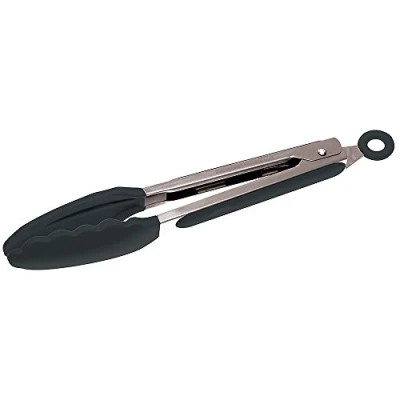 Imagen de Sambonet Servir y Cocinar, Práctica, Mango Ergonómico Antideslizante de Silicona, Pinza Acero Inoxidable, Color Negro, 23 cm