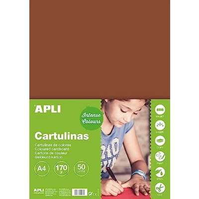 Imagen de Cartulina apli din a4 170 g/m2 marron paquete de 50 hojas
