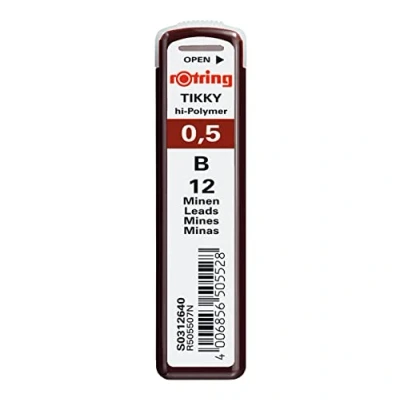 Imagen de rOtring Tikky minas de recambio para portaminas 0.7 mm, 2B, 10 paquetes (120 minas)