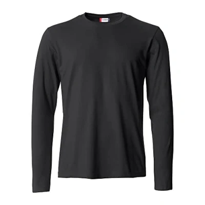 Imagen de Clique Camiseta de manga larga para hombre Basic T L/S, algodón jersey, cuello elástico, cinta antisudor, ajuste Slim Fit, Negro , XXL