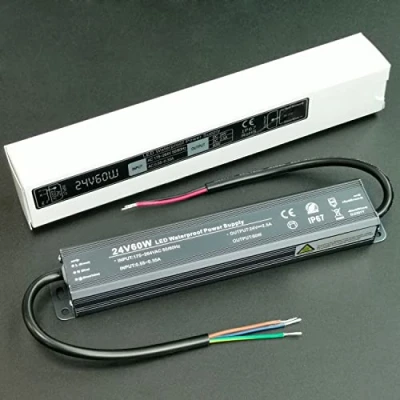 Imagen de Alinana 60W Transformador 220V a 24V, IP67 Resistente al Agua de 60W, para Lámparas y Tiras LED, Carteles, Cámara Web Aire Libre 0 2,5A)