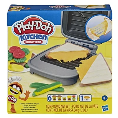 Imagen de Play Doh Kitchen Creations Juego de alimentos para sándwich niños a partir 3 años con compuesto Elastix y 6 colores adicionales (Hasbro E7623)