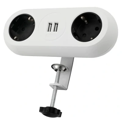 Imagen de Orno AE 13133 (GS) Enchufe Multiple 2 Tomas de Corriente Usb Longitud Del Cable 1,4m (Blanco)