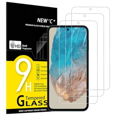 Imagen de NEW&#039;C 3 Piezas, Protector Pantalla para Samsung Galaxy M35 5G, Cristal templado Antiarañazos, Antihuellas, Sin Burbujas, Dureza 9H, 0.33 mm Ultra Transparente, Resistente