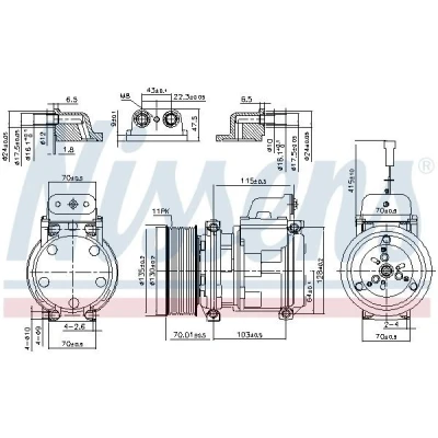 Imagen de NISSENS 890331 Compresor de Aire Acondicionado 10PA15C 24 PAG 46 R 134 a