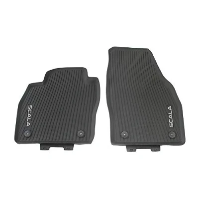 Imagen de Skoda 657061502 Alfombrillas Delanteras de Goma para Todo Tipo Clima, 2 Goma, con Texto Scala en Blanco