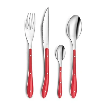 Imagen de Amefa Bistro 1 2 3 Set 24 Cubiertos Acero Inox 9,2cm 1,5mm Bicolor