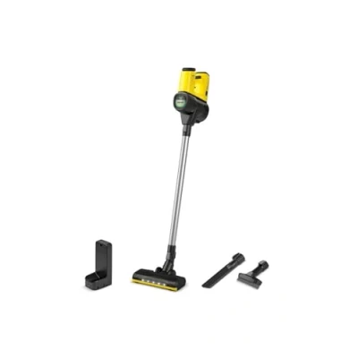 Imagen de Kärcher Aspirador a batería VC 6 Cordless ourFamily, 2 niveles aspiración, autonomía por carga 30 min aprox., peso 2.8 kg, soporte pared y función de carga, boquilla suelos ranuras