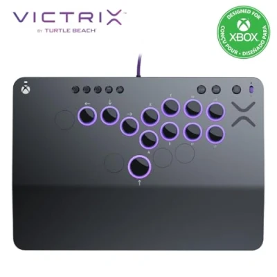 Imagen de Turtle Beach Victrix Pro KO Leverless All Button Fight Stick, Officially Licensed for Xbox Series XS, One, Windows 10/11 PC, Customizable eSports Tournament Ready Controller, Gray