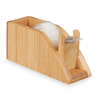 Imagen de Relaxdays, Marrón Dispensador Adhesiva, para Cintas de 25mm, Cortador, Acero Inoxidable, 5,5 x 12 4,5 cm