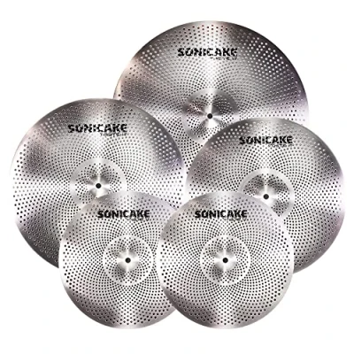 Imagen de SONICAKE Juego de platillos bajo volumen 14&quot; HiHat+16&quot; Crash+18&quot; Crash+20&quot; Ride Cymbal Set Sliver 5 piezas