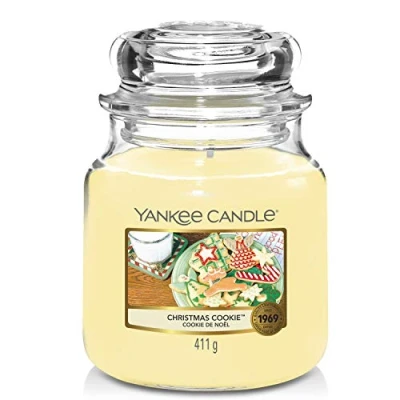 Imagen de Yankee Candle Vela Media aromática en Tarro Galletas de Navidad, Cristal, Blanco, 10.6x9.8x13.2 cm, Frasco mediano